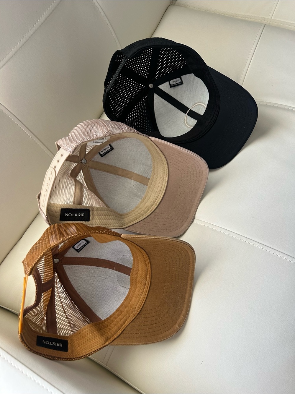 Brixton men’s Logo Patch hats Caps in Tan, Beige & Black bundle lot - Picture 3 of 4